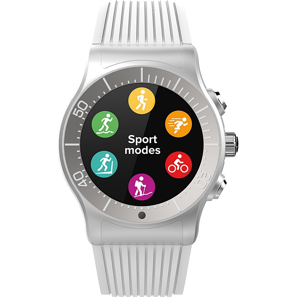MyKronoz ZeSport - Multisport GPS, Heart Monitoring, Color Screen Smartwatch With Sleek Design (Silver/White)