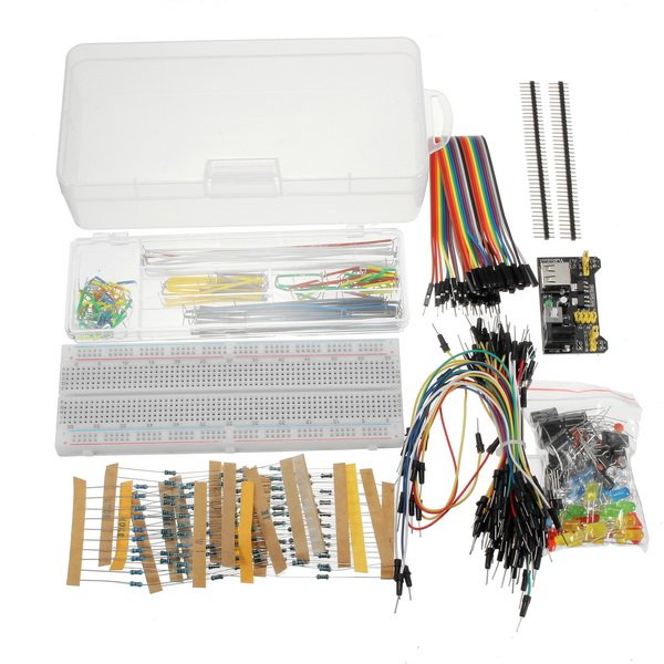 GeekcreitÂ® Power Supply Module 830 Hole Breadboard Resistor Capacitor LED Kit For Arduino Beginner