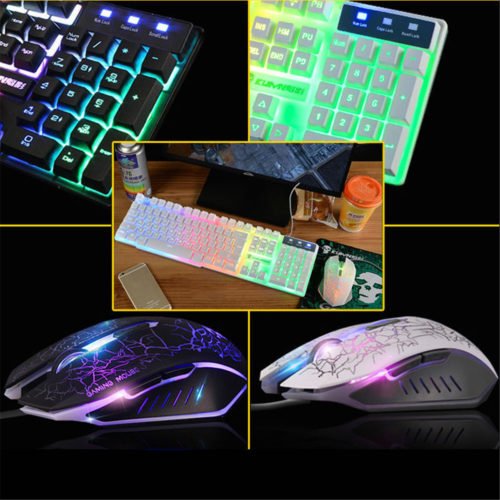 LED Backlit Gaming Keyboard+2400DPI Mouse Sets+Mouse Pad USB Wired Keyboard Set 3