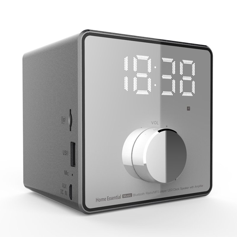 Mini Alarm Clock Bluetooth Recording Repeater Speaker Shock Bass HIFI Music Player Support FM TF USB