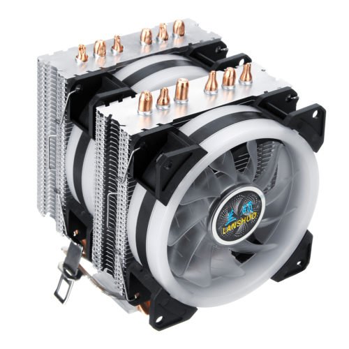 Aurora Colorful Backlit 3Pin 2 Fans 6 Copper Tube Dual Tower CPU  Cooling Fan Cooler Heatsink for Intel AMD - Image 7