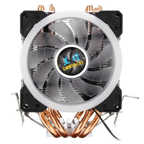 Aurora Colorful Backlit 3Pin 3 Fans 4 Copper Tube Dual Tower CPU Cooling Fan Cooler Heatsink for Intel AMD 4