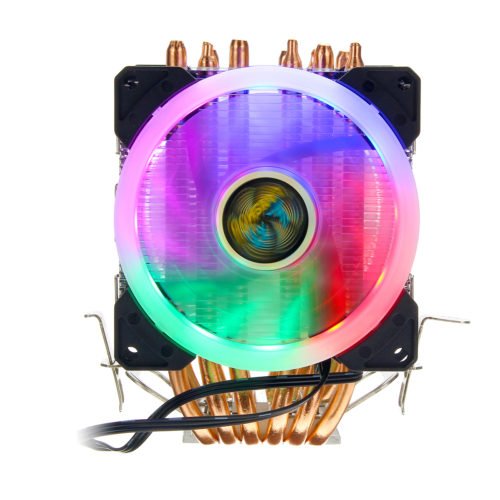 Aurora Colorful Backlit 3Pin 2 Fans 6 Copper Tube Dual Tower CPU  Cooling Fan Cooler Heatsink for Intel AMD - Image 2