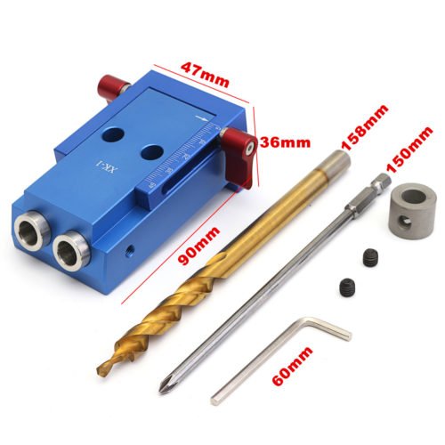 Mini Kreg Style Pocket Slant Hole Jig System Kit with Step Drill Bit Woodwork Tool Set 3