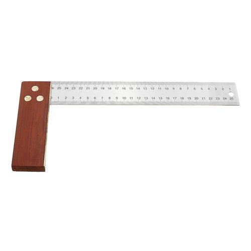 Drillpro 90 Degree Angle Ruler 300mm Stainless Steel Metric Marking Gauge Woodworking Square Wooden Base 3