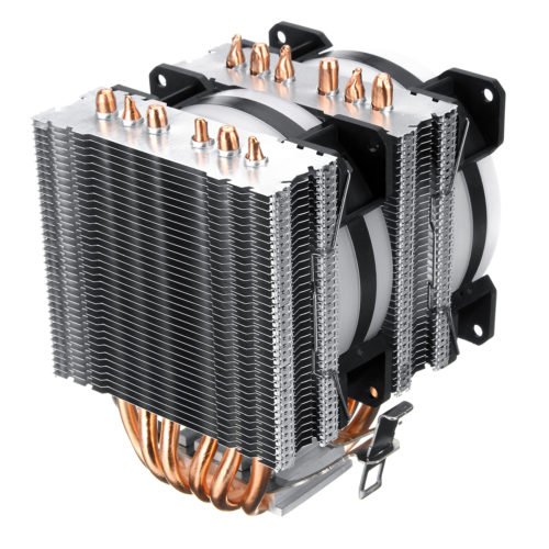 Aurora Colorful Backlit 3Pin 2 Fans 6 Copper Tube Dual Tower CPU  Cooling Fan Cooler Heatsink for Intel AMD - Image 9