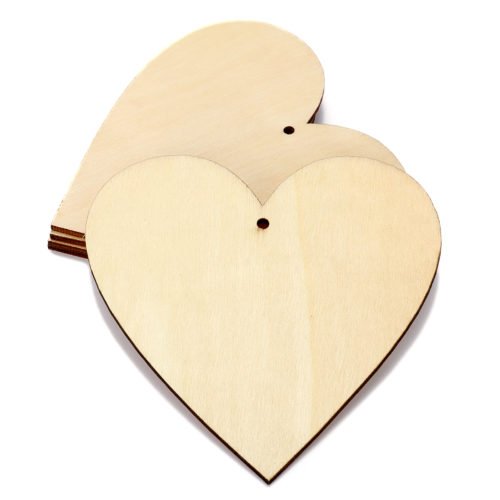 5Pcs 100mm Heart Wooden Board Tags Laser Engraving Sheet DIY Wood Craft Wedding Christmas Decoration 10