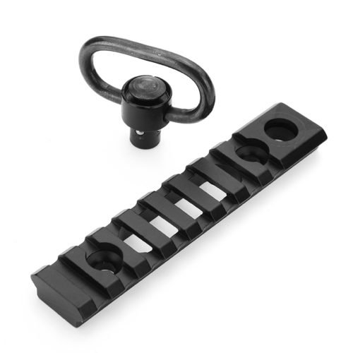 6-Slot 8-Slot Keymod Picatinny Rail Section & Push Button QD Sling Swivel Socket Adapter Combo 7