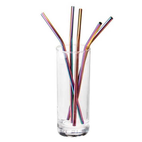 7PCS Premium Stainless Steel Metal Drinking Straw Reusable Straws Set With Cleaner Brushes 11