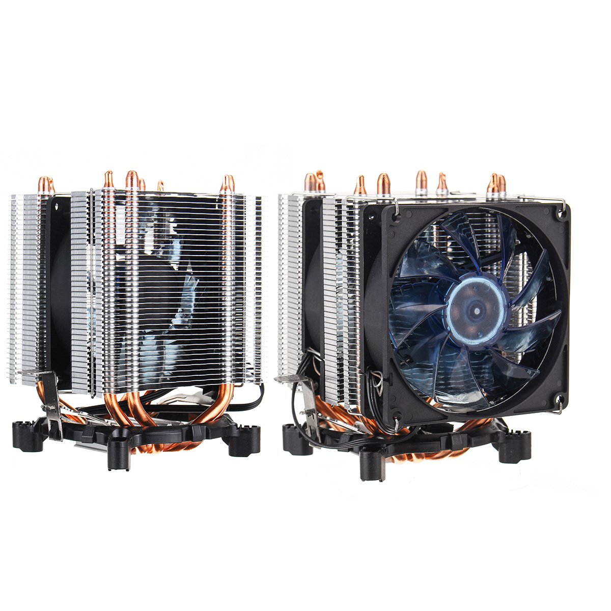 3 Pin Four Copper Pipes Blue Backlit CPU Cooling Fan For AMD For Intel 1155 1156