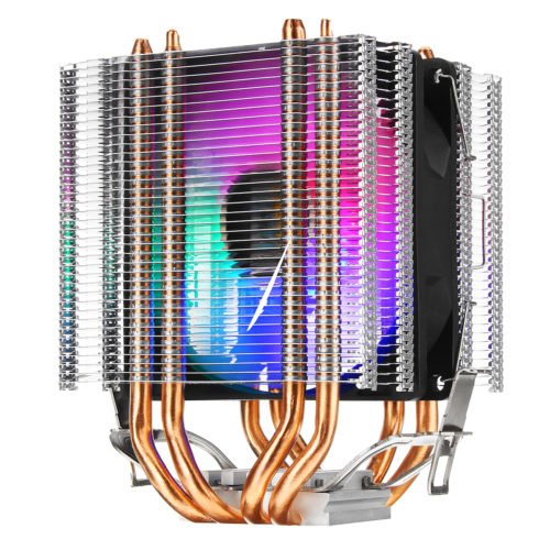 3Pin Four Heat Pipes Colorful Backlit CPU Cooling Fan Cooler Heatsink for Intel AMD 2