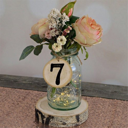 10Pcs/Lot Laser Engraving Wooden Number Hanging Table Cards Wedding Party Decor Reception Pendant 4