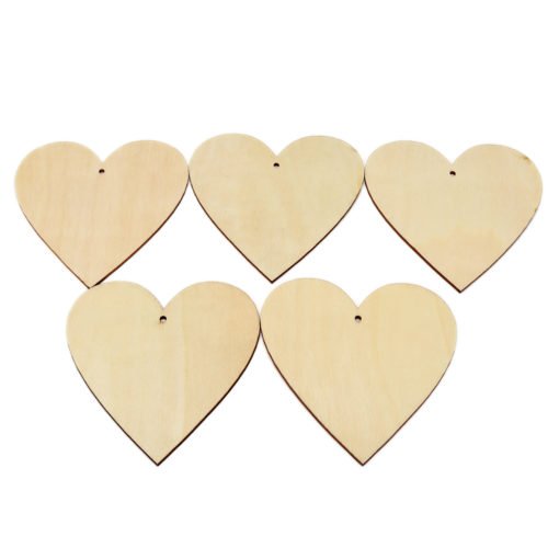 5Pcs 100mm Heart Wooden Board Tags Laser Engraving Sheet DIY Wood Craft Wedding Christmas Decoration 3