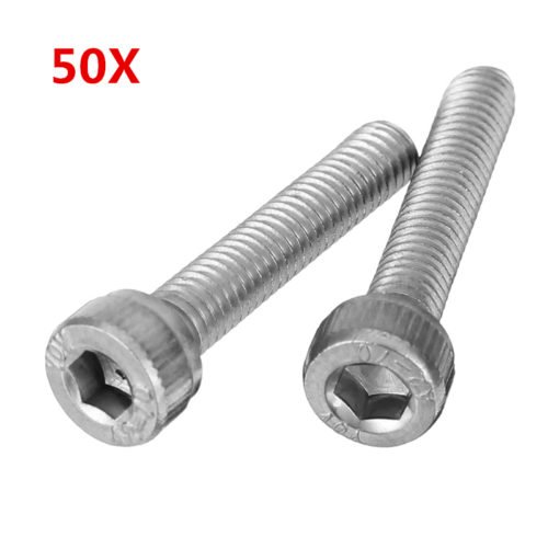 Suleve™ M3SH5 50Pcs M3 Stainless Steel Hex Socket Cap Head Screws Bolts 4-20mm Optional Length 1