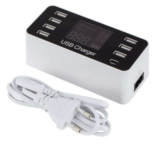 5V 8A 40W LCD Digital Display 8 Port USB Charger Recharging Hub Charging Station 10