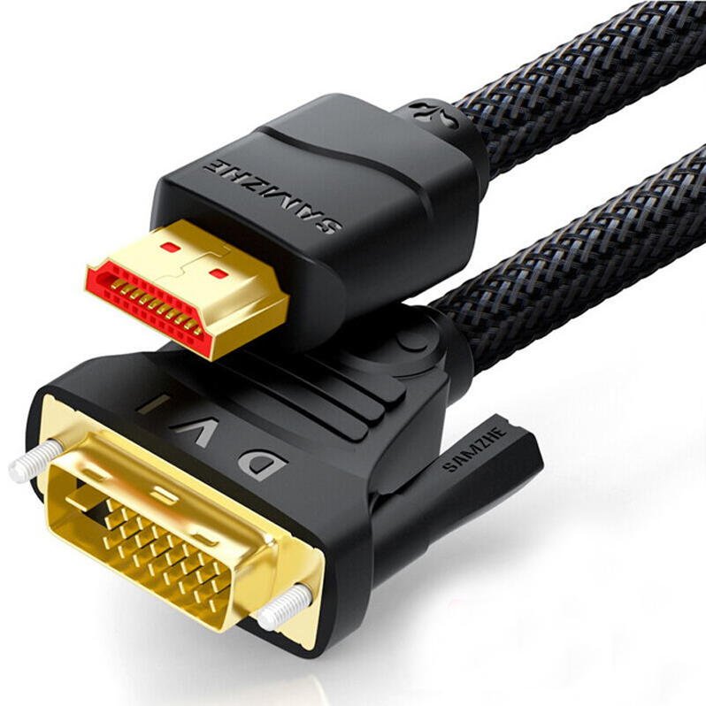 SAMZHE DVI(24 1) To HDMI/ HDMI To DVI(24 1) Bi-Directional Transmission 1080P HDMI Cable For PC Projector TV Screen Xbox Laptop