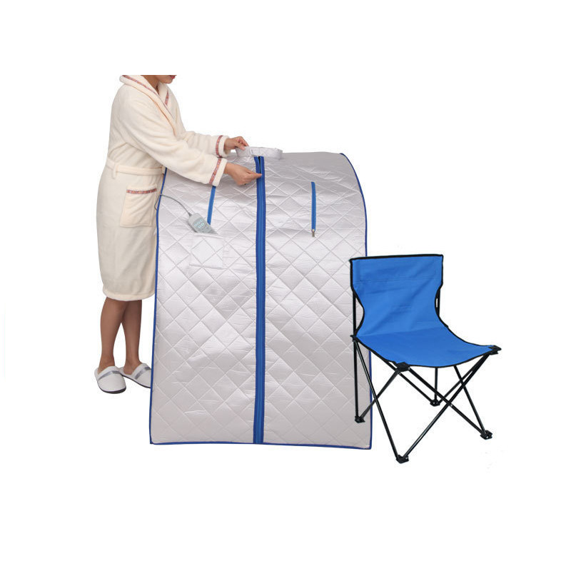 IBeauty Portable Far Infrared Sauna Room With Folding Chair Bathroom Furniture (Silver)
