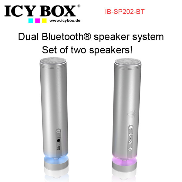 ICYBOX IB-SP202-BT Dual Bluetooth® speaker system - Set of two speakers!