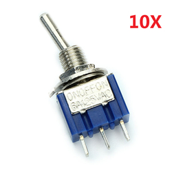Wendao MTS-103 AC 125V 6A 3 Pins Toggle rocker Switch ON/OFF/ON SPDT 10pcs 1