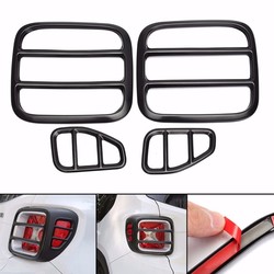 4pcs Black Iron Taillight Lamp Cover Trim Frame for Jeep Renegade 2015-2016 2