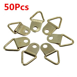 50Pcs Copper Triangle Photo Picture Frame Wall Mount Hook Hanger Ring 2