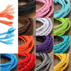 3m Vintage Colored DIY Twist Braided Fabric Flex Cable Wire Cord Electric Light Lamp 2