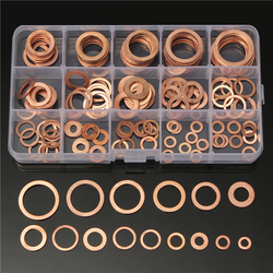 150Pcs Solid Copper Washers Sump Plug Assorted Washer Set Plastic Box 15 Sizes 2
