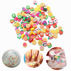100PCS DIY Slime Accessories Decor Fruit Cake Flower Polymer Clay Toy Nail Beauty Ornament 2