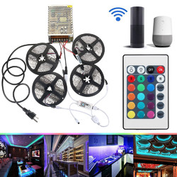 4PCS 5M Non-waterproof SMD2835 RGB Alexa APP Home Wifi Control Smart LED Strip Light Kit AC110-240V 2