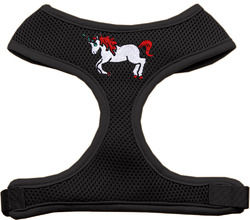 Unicorn Embroidered Soft Mesh Pet Harness Black Medium 1