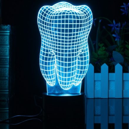 3D Illuminated Illusion Color Changing Touch Switch Tooth LED Desk Night Light Lamp Xmas Gift 2