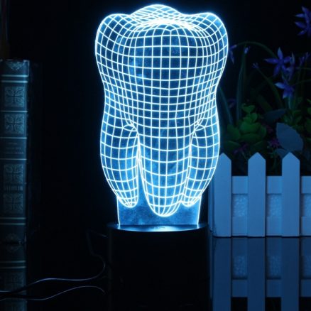 3D Illuminated Illusion Color Changing Touch Switch Tooth LED Desk Night Light Lamp Xmas Gift 3