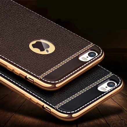 Bakeey?„? Litchi Grain Plating TPU Silicone Ultra Thin Cover Case for iPhone 6Plus & 6sPlus 5.5 Inch 7