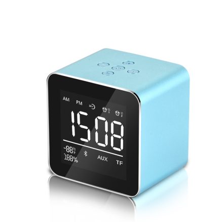 YAyusi V9 Mini Wireless bluetooth Speaker LED Mirror Alarm Clock FM Radio Stereo Bass Speaker 3