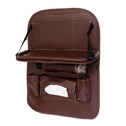 Microfiber Leather Car Seat Back Foldable Food Table Storage Bag Multi-functional Phone Organizer 6