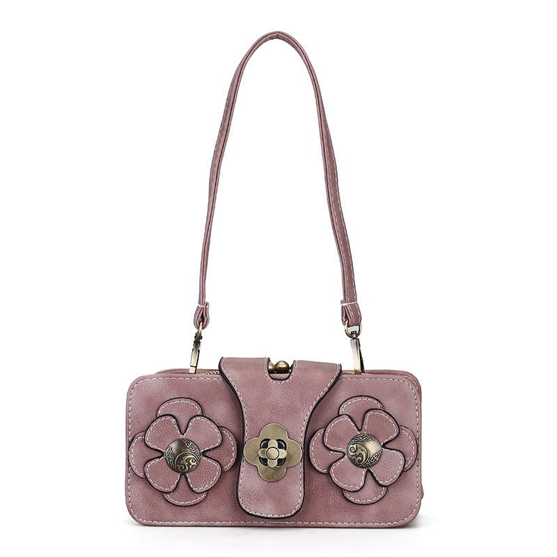 Women Retro PU Leather Hasp Zipper Handbag Rectangular Purse Wallet Phone Bag