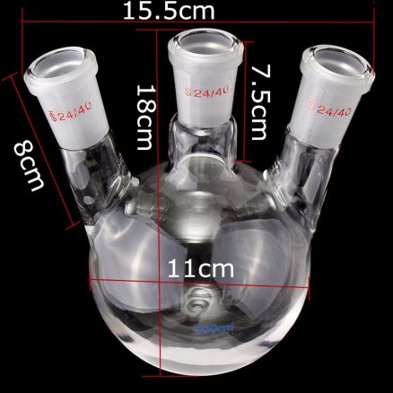 24/40 500ml 3 Neck Round Bottom Flask Bottle Lab Glassware Borosilicate 3