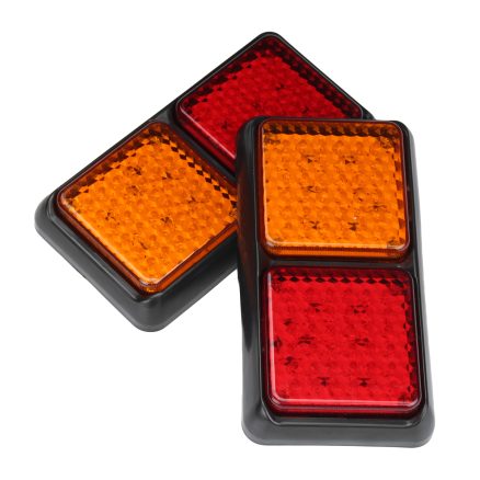 72LED Tail Lights Red Amber Brake Turn Signal Lamps 12V Pair for Trailer Truck Caravan 1