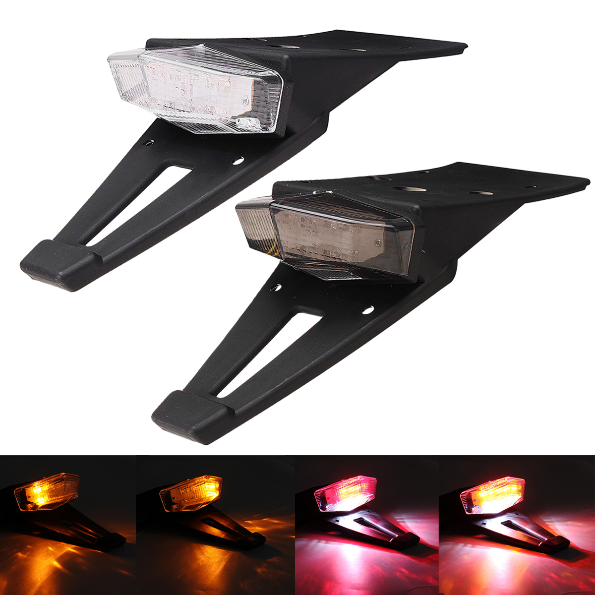 12V License Plate Motorcycle Rear Fender Tail Stop Lights Turn Signal Lamp Universal