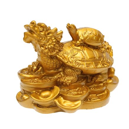 Resin Statue Decoration Feng Shui Dragon Turtle Tortoise Gold Coin Money Wealth Figurine 2