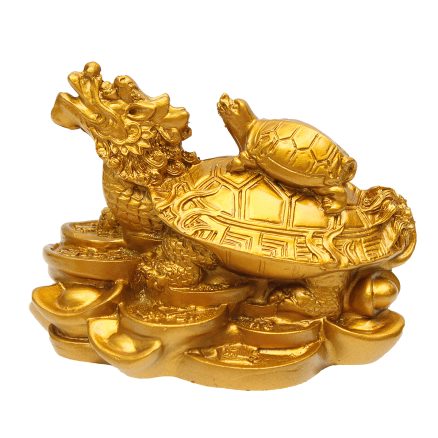 Resin Statue Decoration Feng Shui Dragon Turtle Tortoise Gold Coin Money Wealth Figurine 3