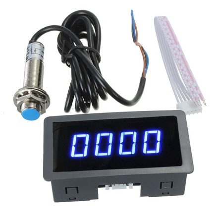 4 Digital LED Tachometer RPM Speed Meter + Proximity Switch Sensor NPN 2