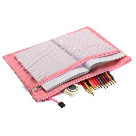 Colorful Double Layer Canvas Cloth Zipper Book Pencil Pen Case Bag File Document Bags 3