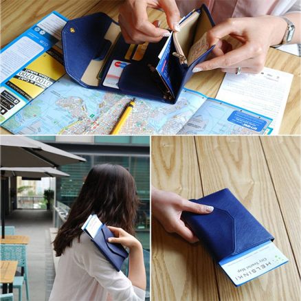 Honana HN-PB2 9 Colors Fashion Leather Travel Passport Holder Credit Card Tickets Organizer 7