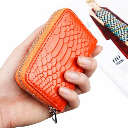 High Quality Genuine Leather Crocodile Pattern Zipper Around Card Holder Wallets Coin Purse 1