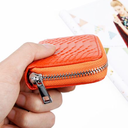 High Quality Genuine Leather Crocodile Pattern Zipper Around Card Holder Wallets Coin Purse 4