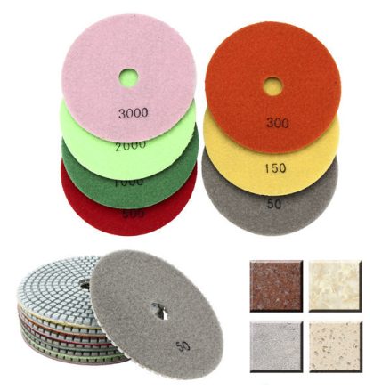 7pcs 5 Inch 50-3000 Grit Diamond Polishing Pad Sanding Disc for Marble Concrete Granite Glass 2