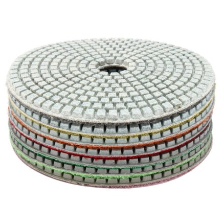 7pcs 5 Inch 50-3000 Grit Diamond Polishing Pad Sanding Disc for Marble Concrete Granite Glass 7