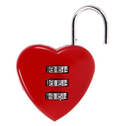 Heart Shaped 3 Digit Travel Luggage Lock Resettable Combination Padlock for School Gym&Sports Locke 4