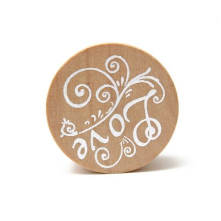Wooden Round Handwriting Wishes Sentiment Words Floral Pattern Rubber Stamp 7